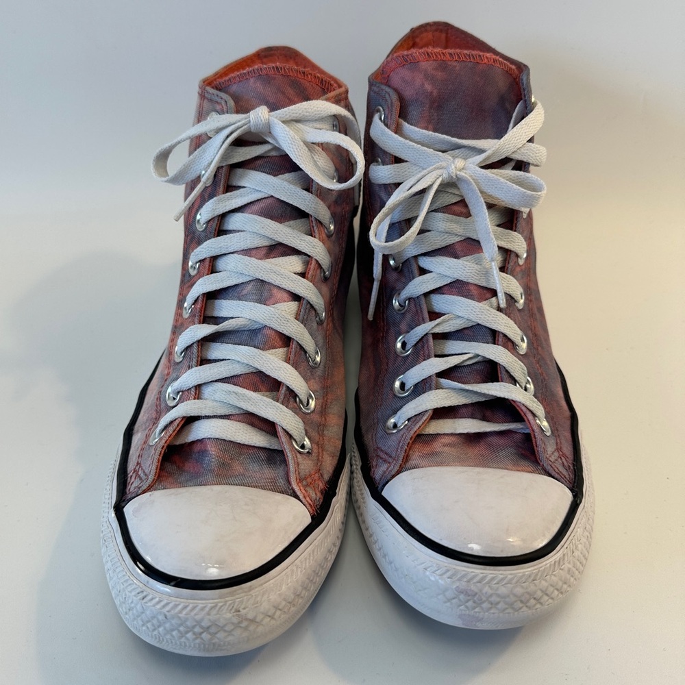 RARE HTF Converse Chuck Taylor All Star Hi Tie Dye Blue Red Coral Men's 9 Wms 11 - Picture 5 of 10